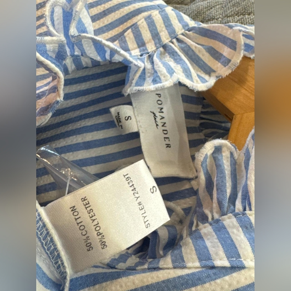 Pomander Place White and Blue Striped Long Sleeve Selena Maxi Dress - Picture 7 of 7